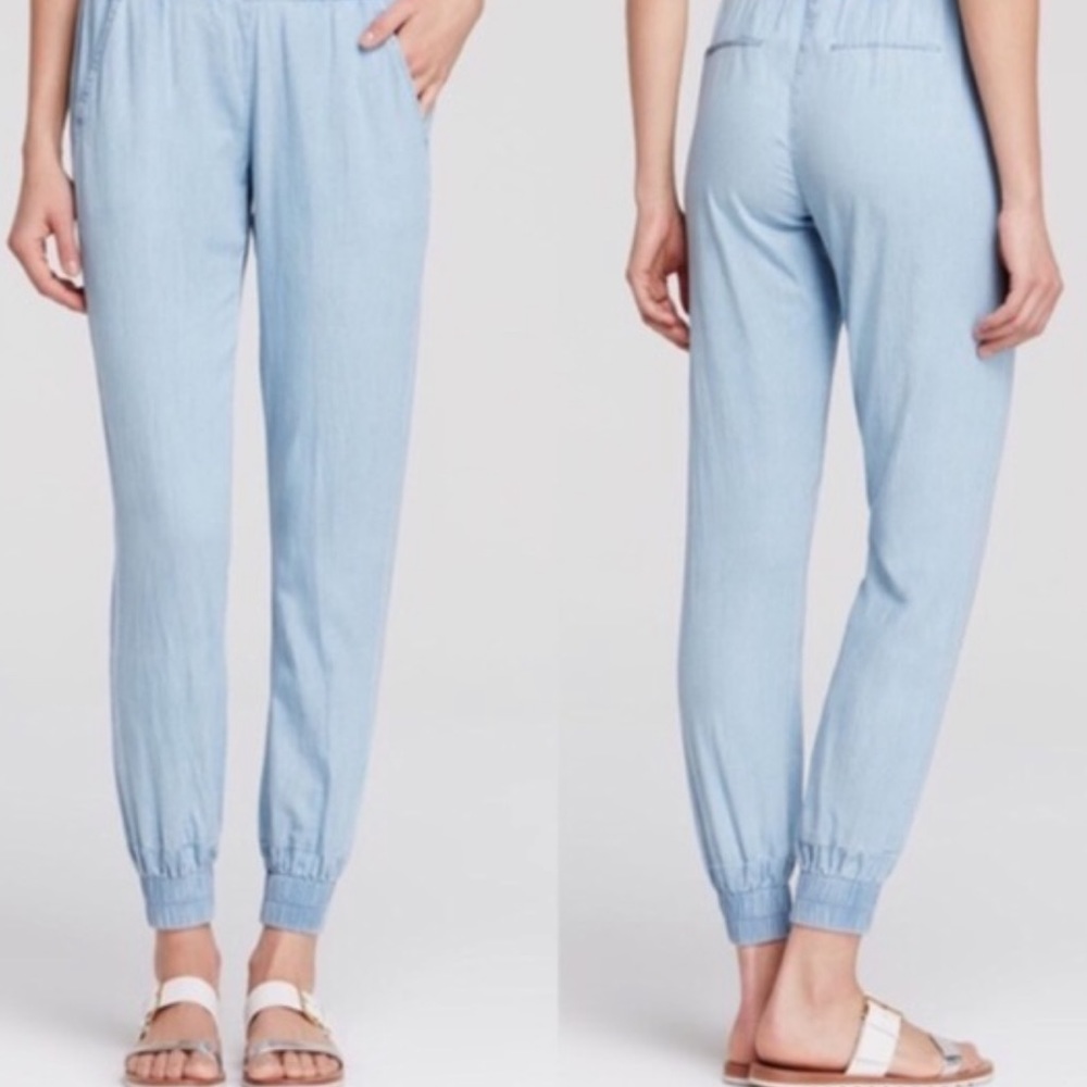 Zara Chambray Drawstring Jogger Pants Size Small
